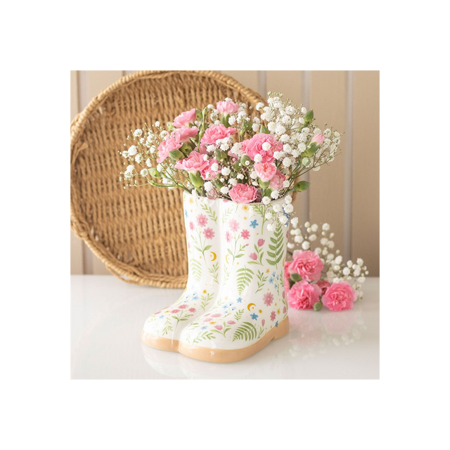 Brighten Your Space with the Floral Print Welly Boot Planter