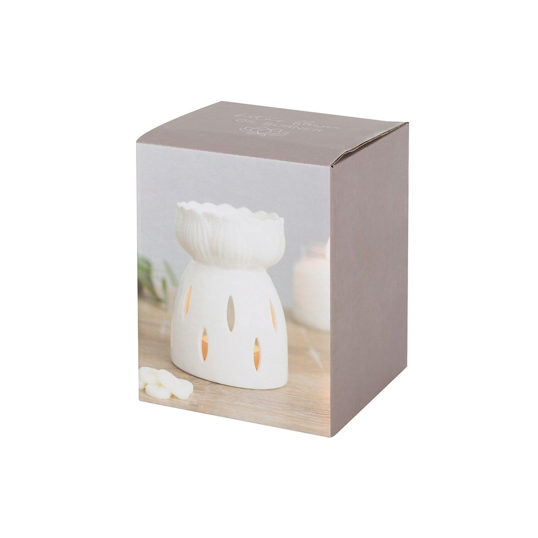 N/A White Gloss Lotus Flower Oil Burner -