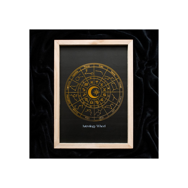 Astrology Wheel Wall Art – Black Framed Gold Foil Print