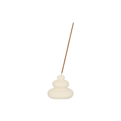 N/A Cream Speckle Balancing Stones Incense Stick Holder -