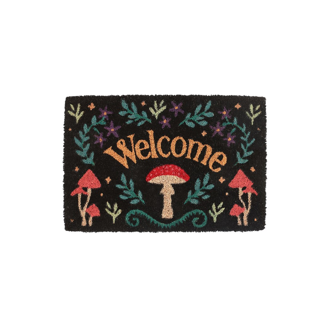 Enchant Your Home with the Black Mushroom Welcome Doormat