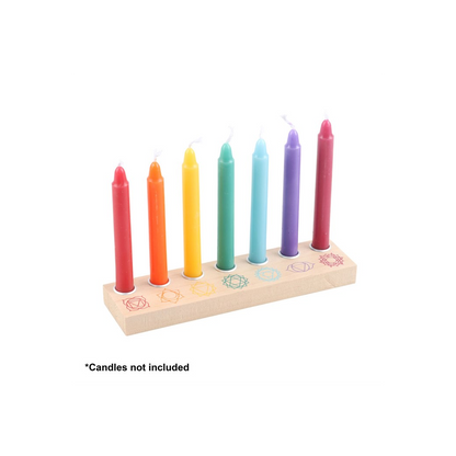 N/A Seven Chakras Wooden Energy Candle Holder -