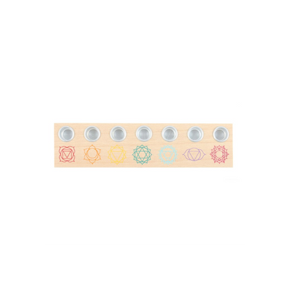 N/A Seven Chakras Wooden Energy Candle Holder -