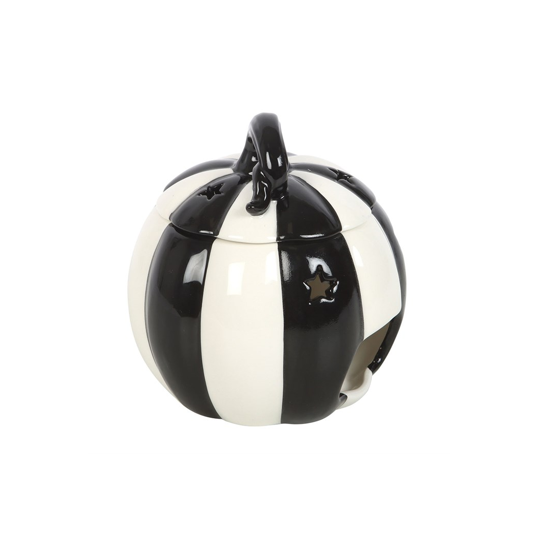 N/A Black and White Striped Pumpkin Oil Burner -