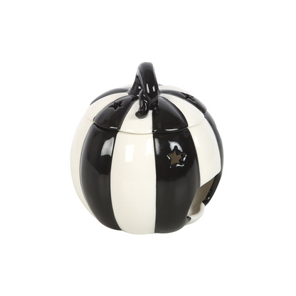 N/A Black and White Striped Pumpkin Oil Burner -