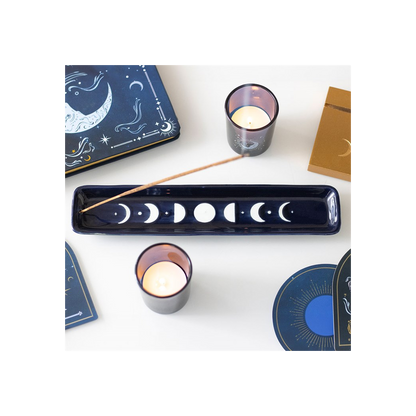 N/A Blue Moon Phase Ceramic Incense Ash Catcher -