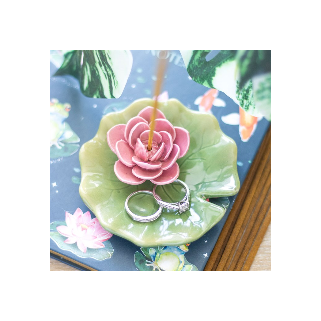 N/A Lily Pad Trinket Dish and Incense Stick Holder -