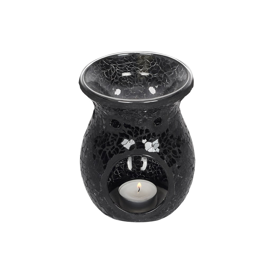 N/A Large Black Crackle Oil Burner and Wax Warmer -