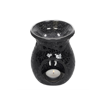 N/A Large Black Crackle Oil Burner and Wax Warmer -