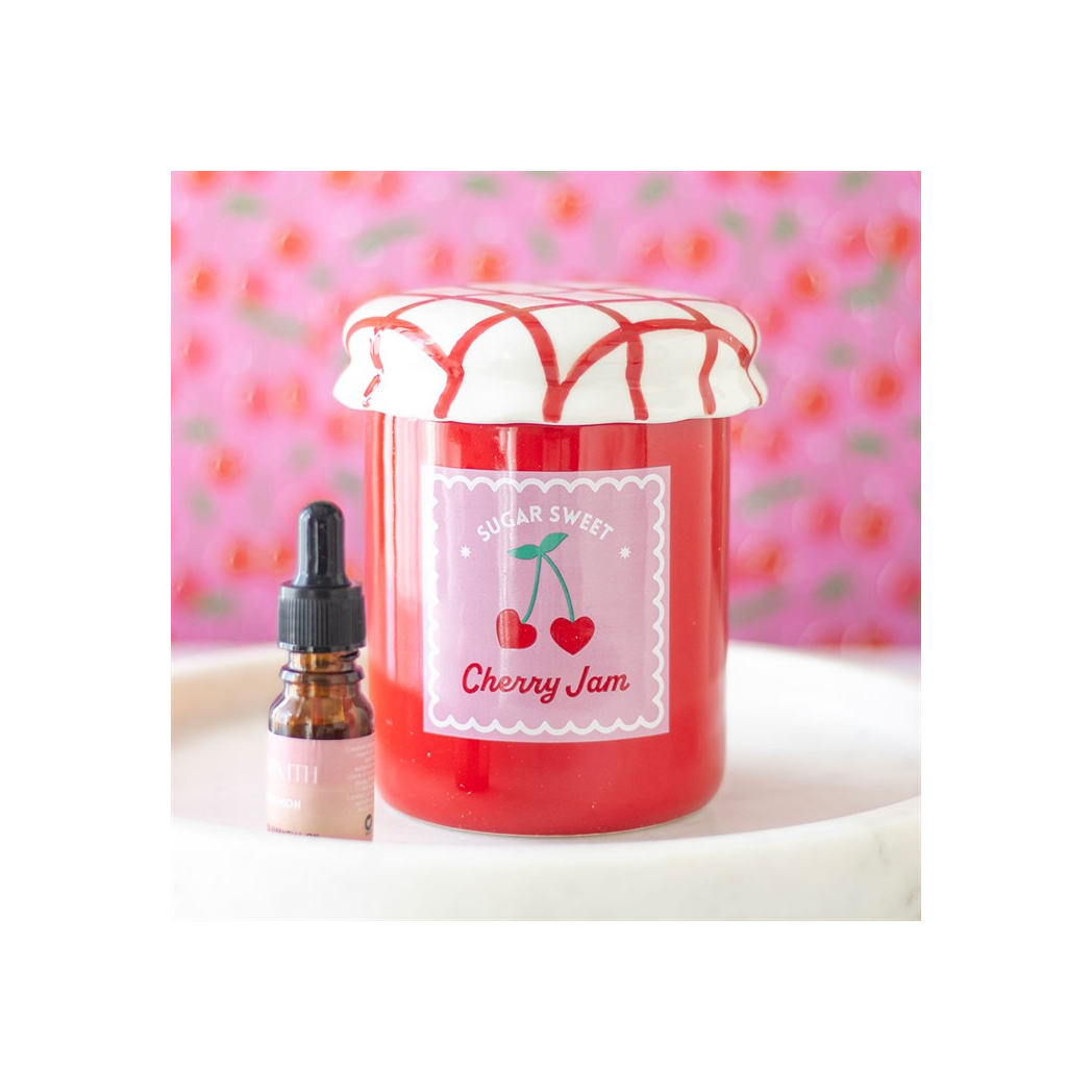 N/A Cherry Jam Jar Oil Burner and Wax Warmer -