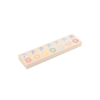 N/A Seven Chakras Wooden Energy Candle Holder -