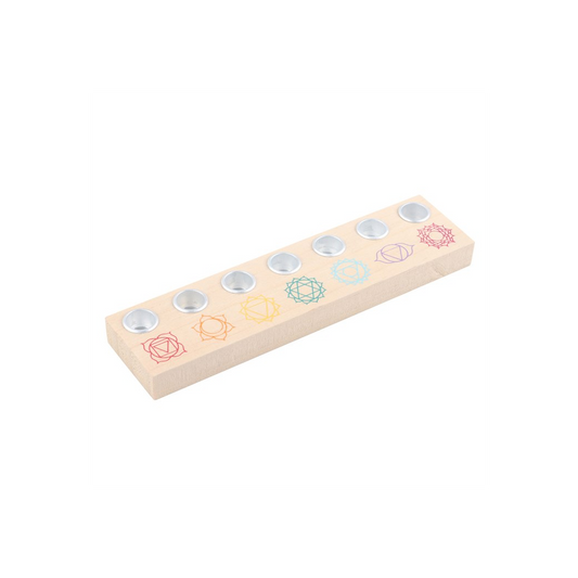 N/A Seven Chakras Wooden Energy Candle Holder -