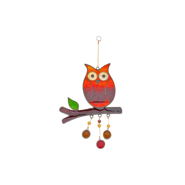 Charming Owl on a Branch Suncatcher – Bring Nature's Beauty Indoors