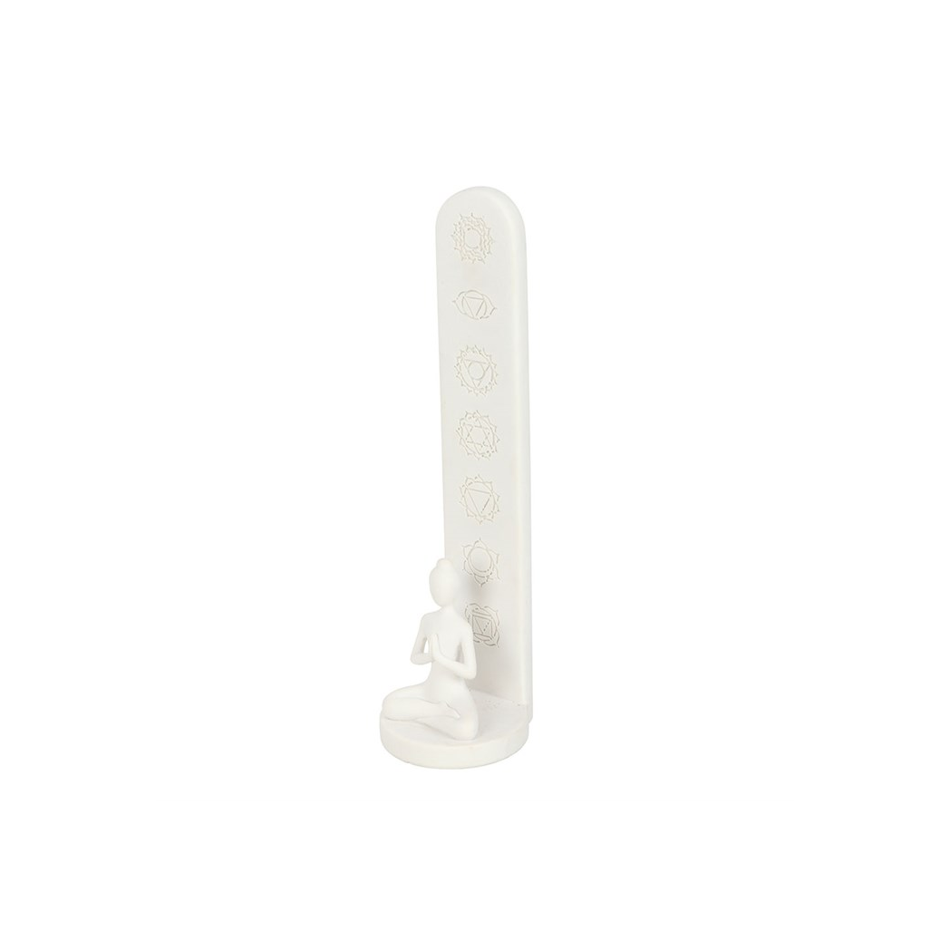 N/A White Chakra and Yoga Pose Incense Stick Holder -