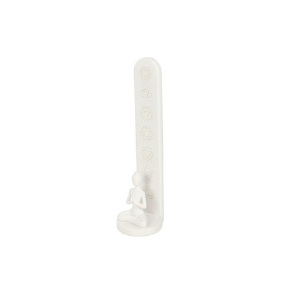 N/A White Chakra and Yoga Pose Incense Stick Holder -