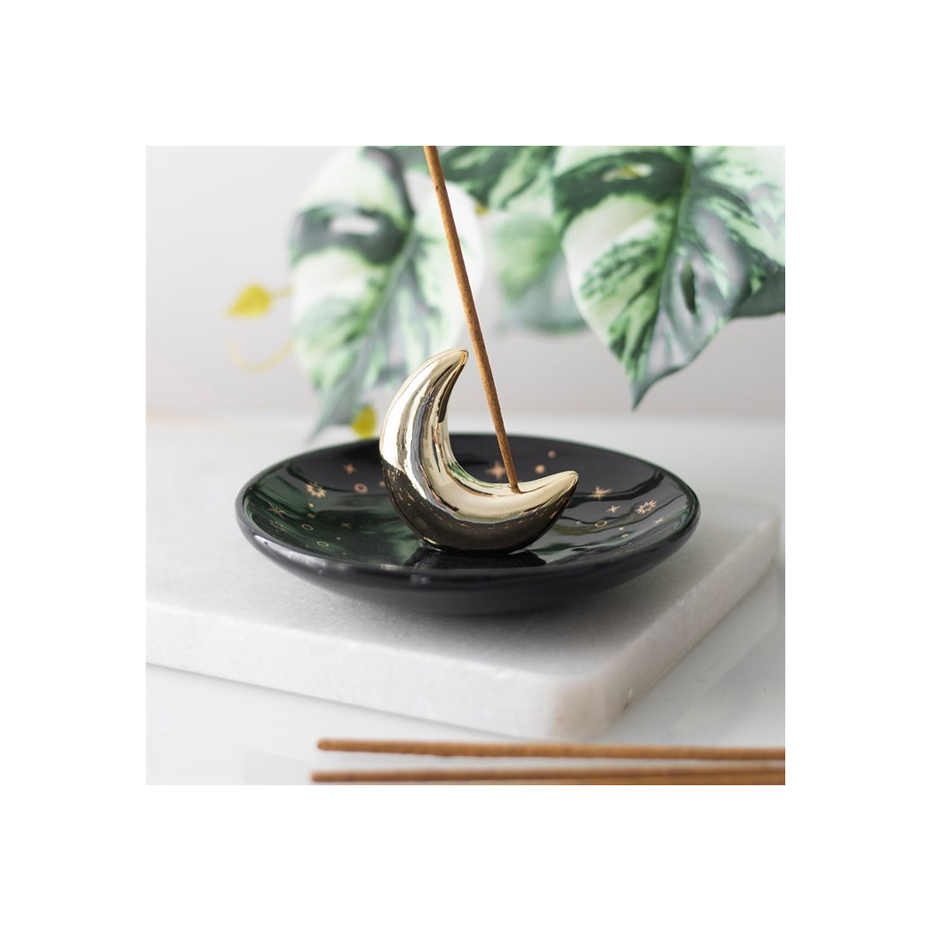 N/A Gold Crescent Moon Incense Stick Holder -