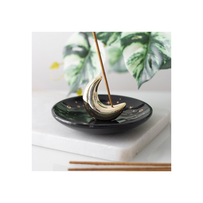 N/A Gold Crescent Moon Incense Stick Holder -