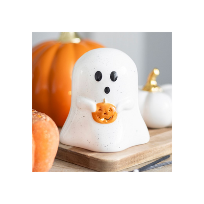 N/A Ghost Shaped Tealight Candle Holder with Pumpkin -