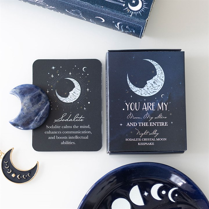 Sodalite Crystal Moon Keepsake Stone in a Box