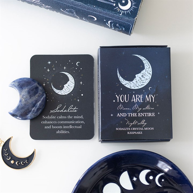 Sodalite Crystal Moon Keepsake Stone in a Box