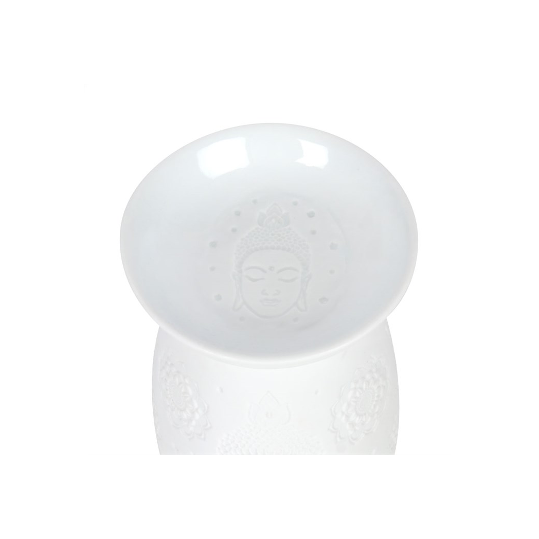 N/A White Ceramic Buddha Face Oil Burner and Wax Warmer -