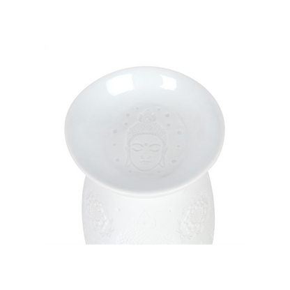 N/A White Ceramic Buddha Face Oil Burner and Wax Warmer -