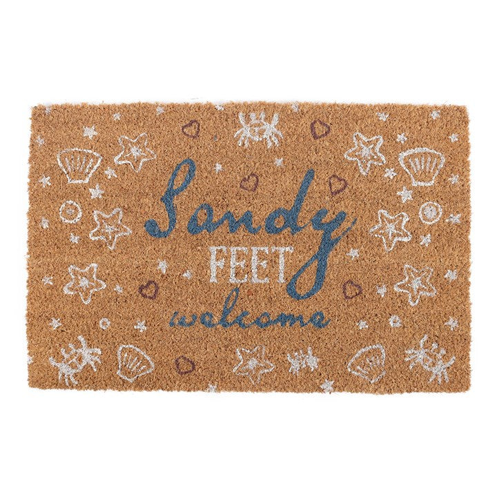 Coastal Welcome Doormat - Sandy Feet Welcome for a Beachy Home