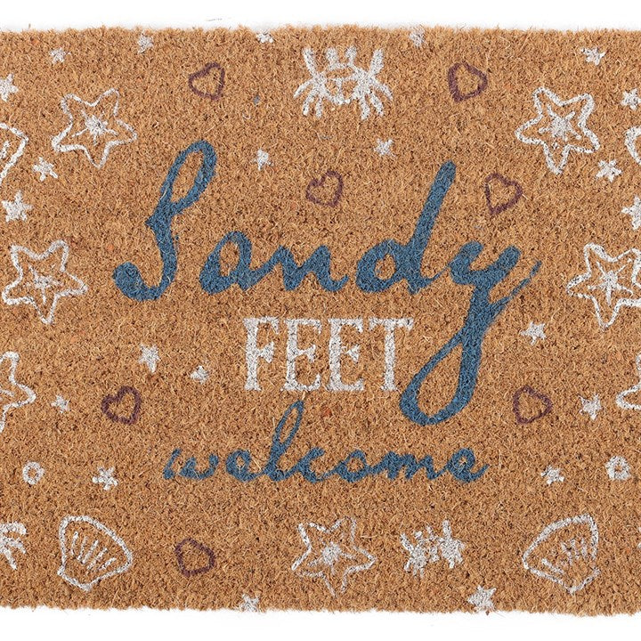 Coastal Welcome Doormat - Sandy Feet Welcome for a Beachy Home