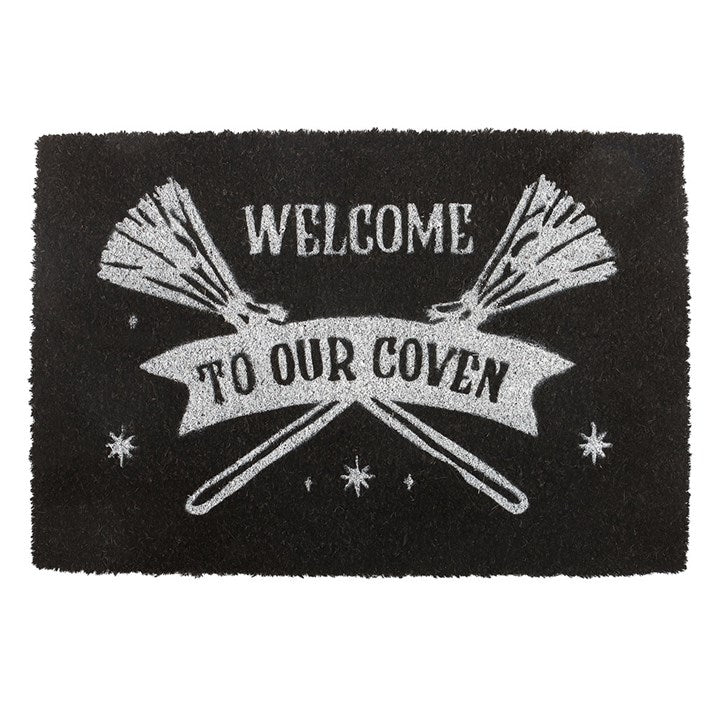 Charming Black Welcome to Our Coven Doormat – Enchant Your Entrance