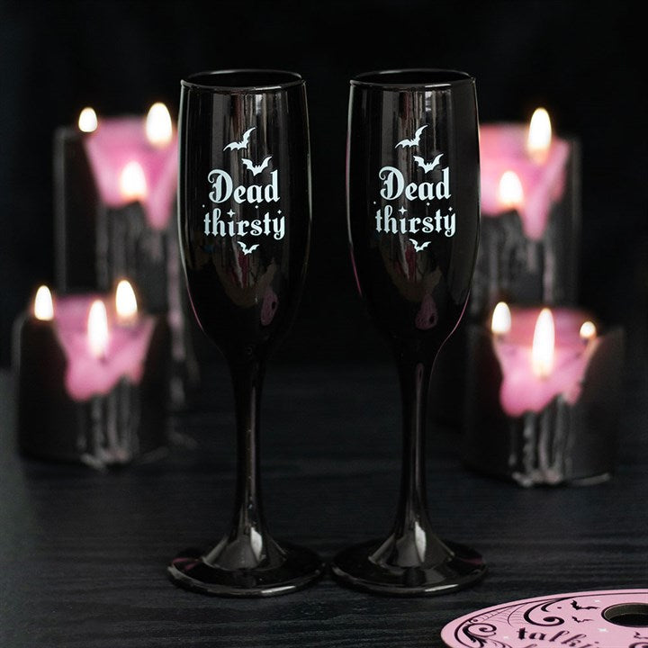 Set of 2 Dead Thirsty Champagne Flutes