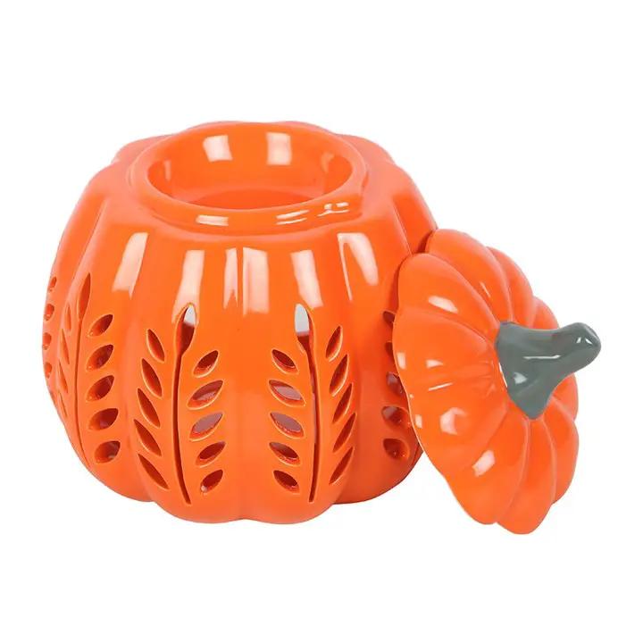 N/A Orange Leaf Cut Out Pumpkin Oil Burner and Wax Warmer -