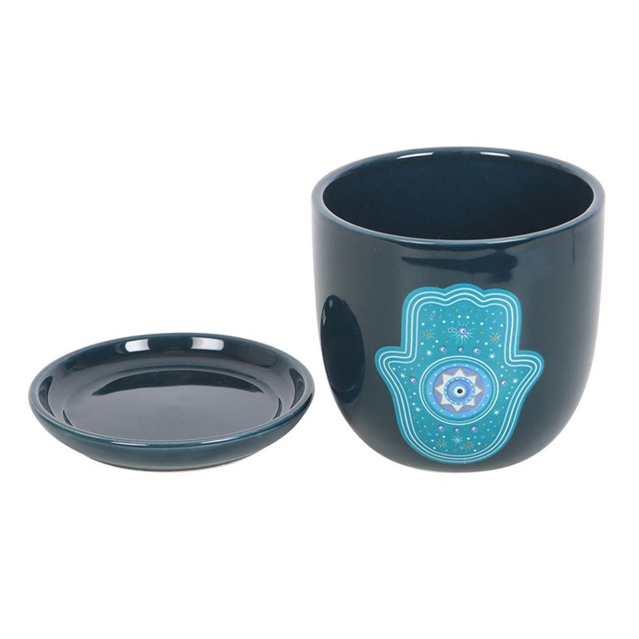 Elevate Your Space with the Hamsa Ceramic Plant Pot - Spiritual Indoor Greenery