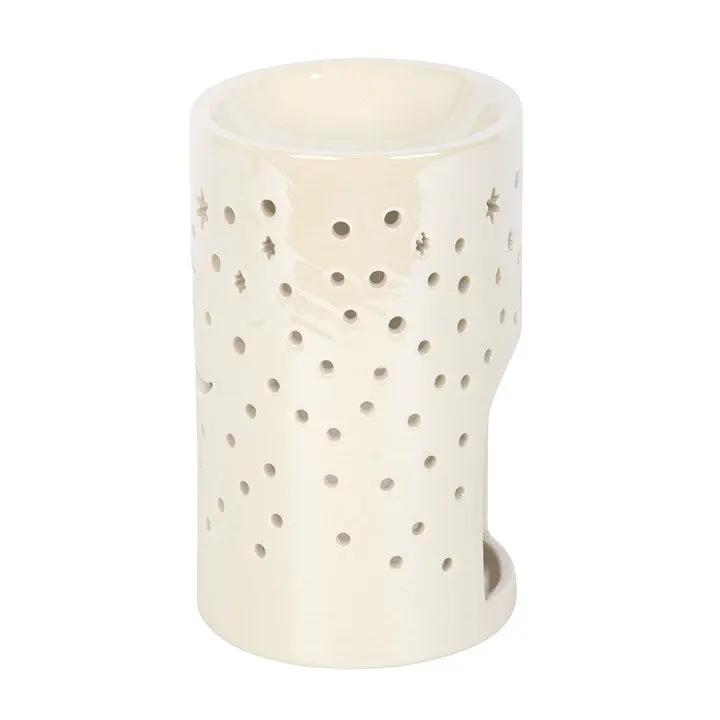 N/A Iridescent White Moon Pillar Oil Burner -