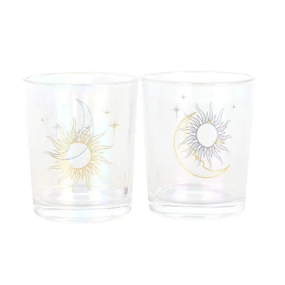 N/A Iridescent Sun and Moon Votive Candle Holders -