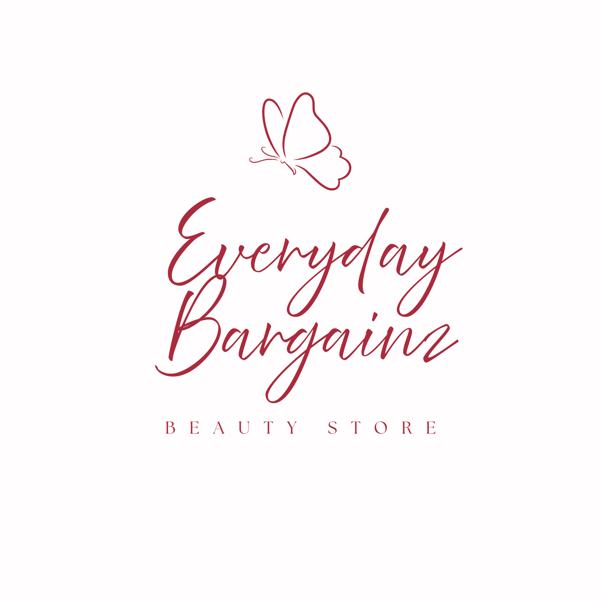 Logo of 'Everyday Bargainz Beauty Store' with a butterfly on a white background