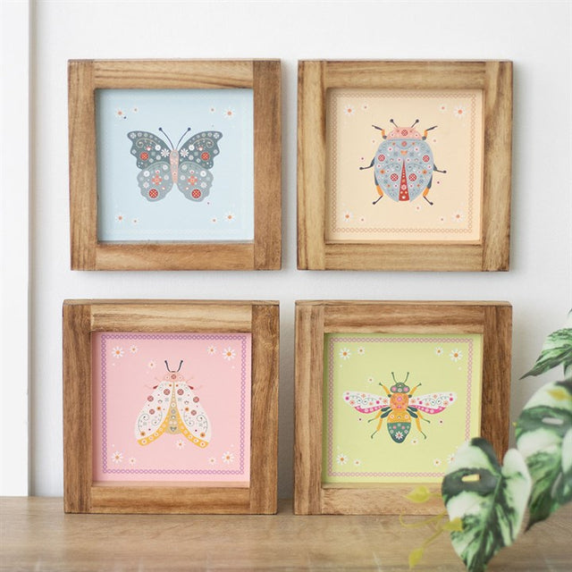 Floral Bug Wall Art – Set of 4 Framed Prints