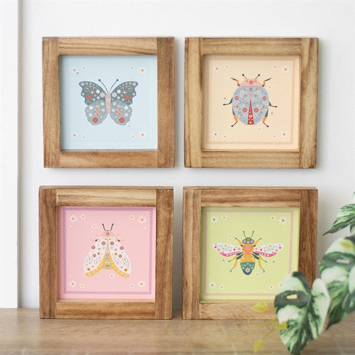 Floral Bug Wall Art – Set of 4 Framed Prints