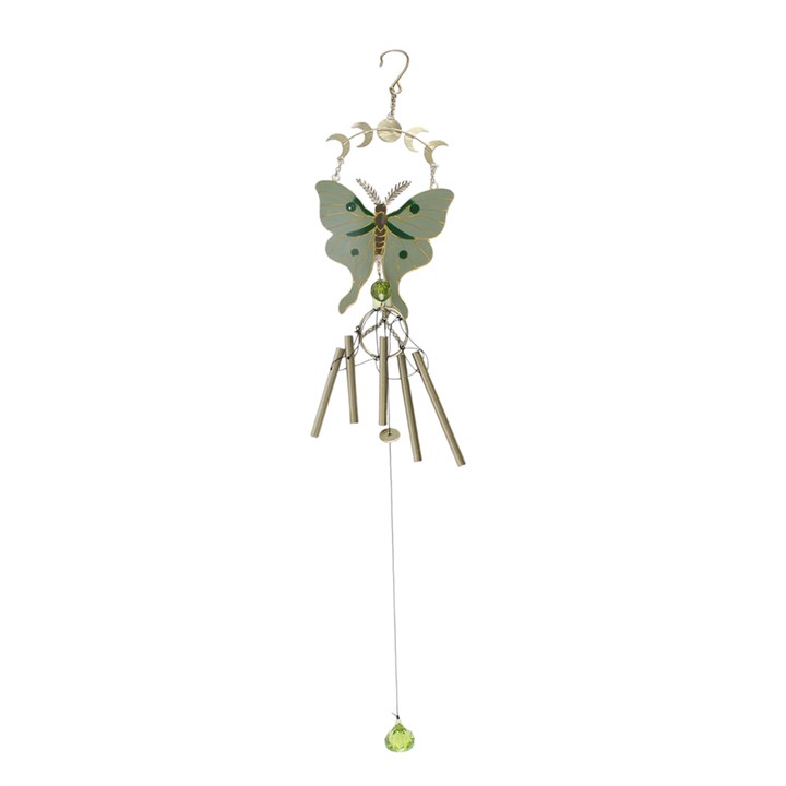 Moonphase Moth Wind Chime – Celestial Garden Decor