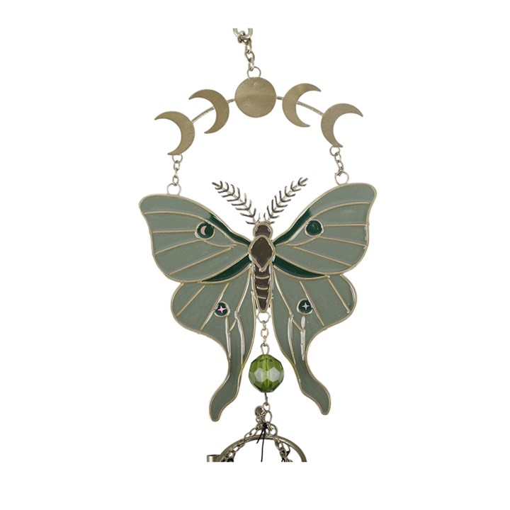 Moonphase Moth Wind Chime – Celestial Garden Decor