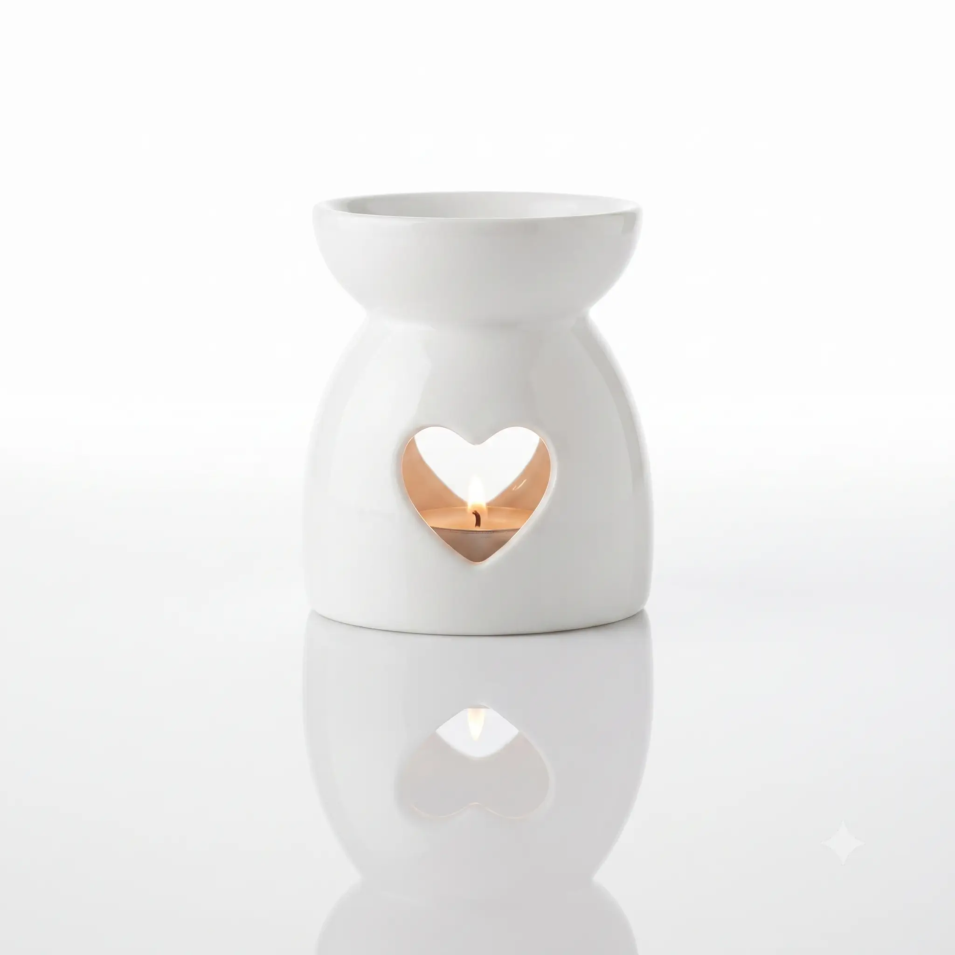 N/A White Heart Cut Out Oil Burner - Uncategorized