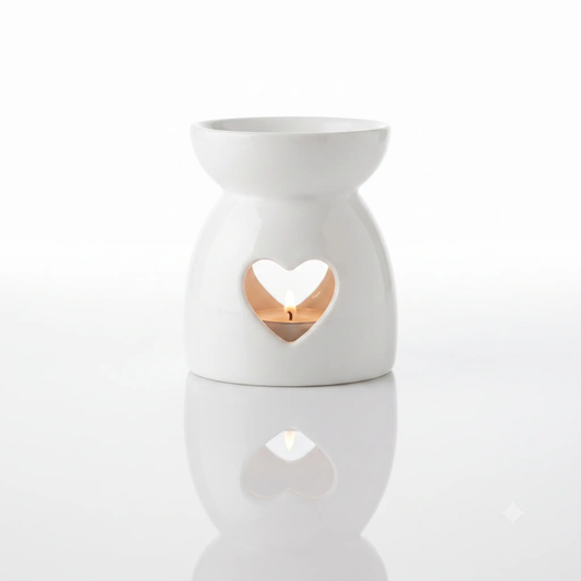 N/A White Heart Cut Out Oil Burner - Uncategorized