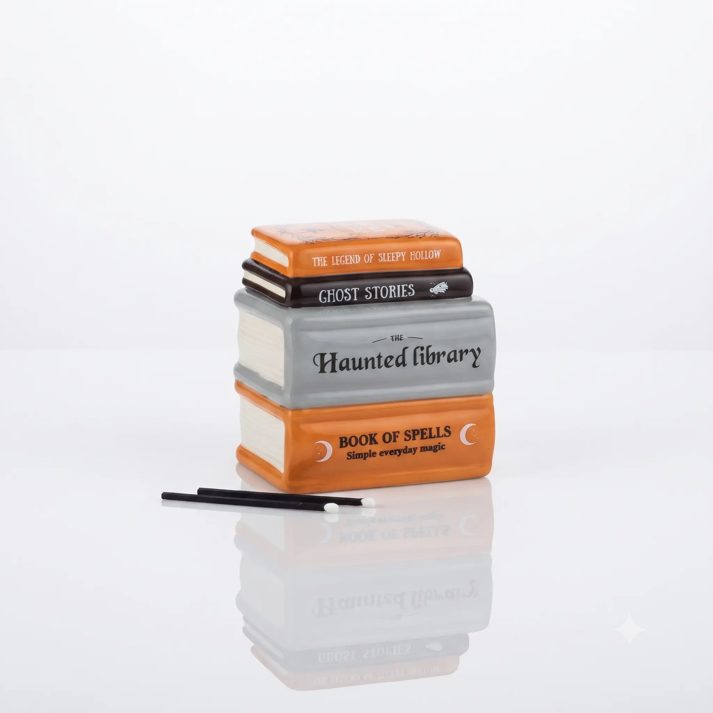 N/A Haunted Library Book Stack Oil Burner and Wax Warmer - Uncategorized