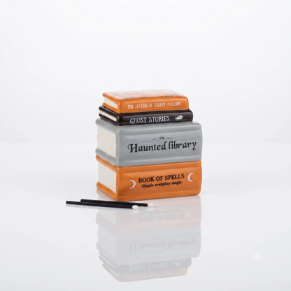 N/A Haunted Library Book Stack Oil Burner and Wax Warmer - Uncategorized