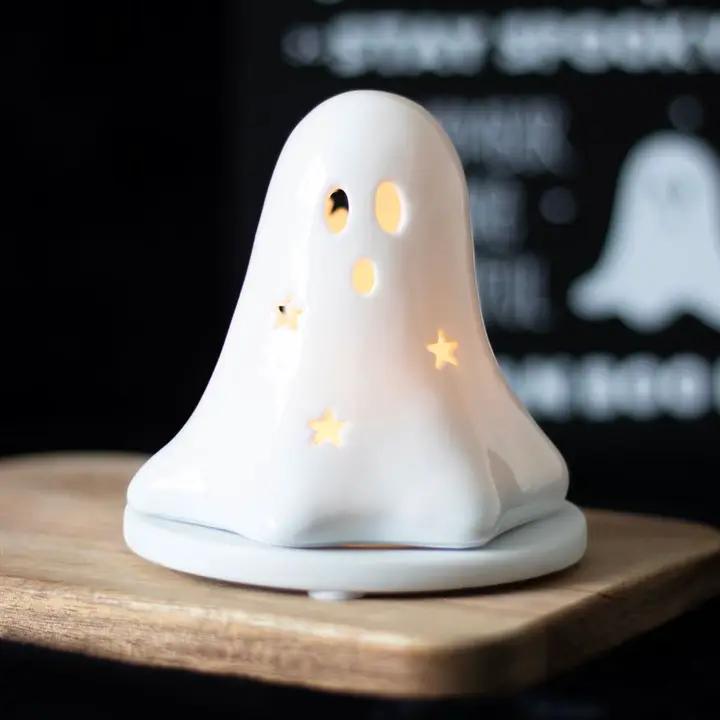 N/A Ceramic Ghost Tealight and Incense Cone Holder -
