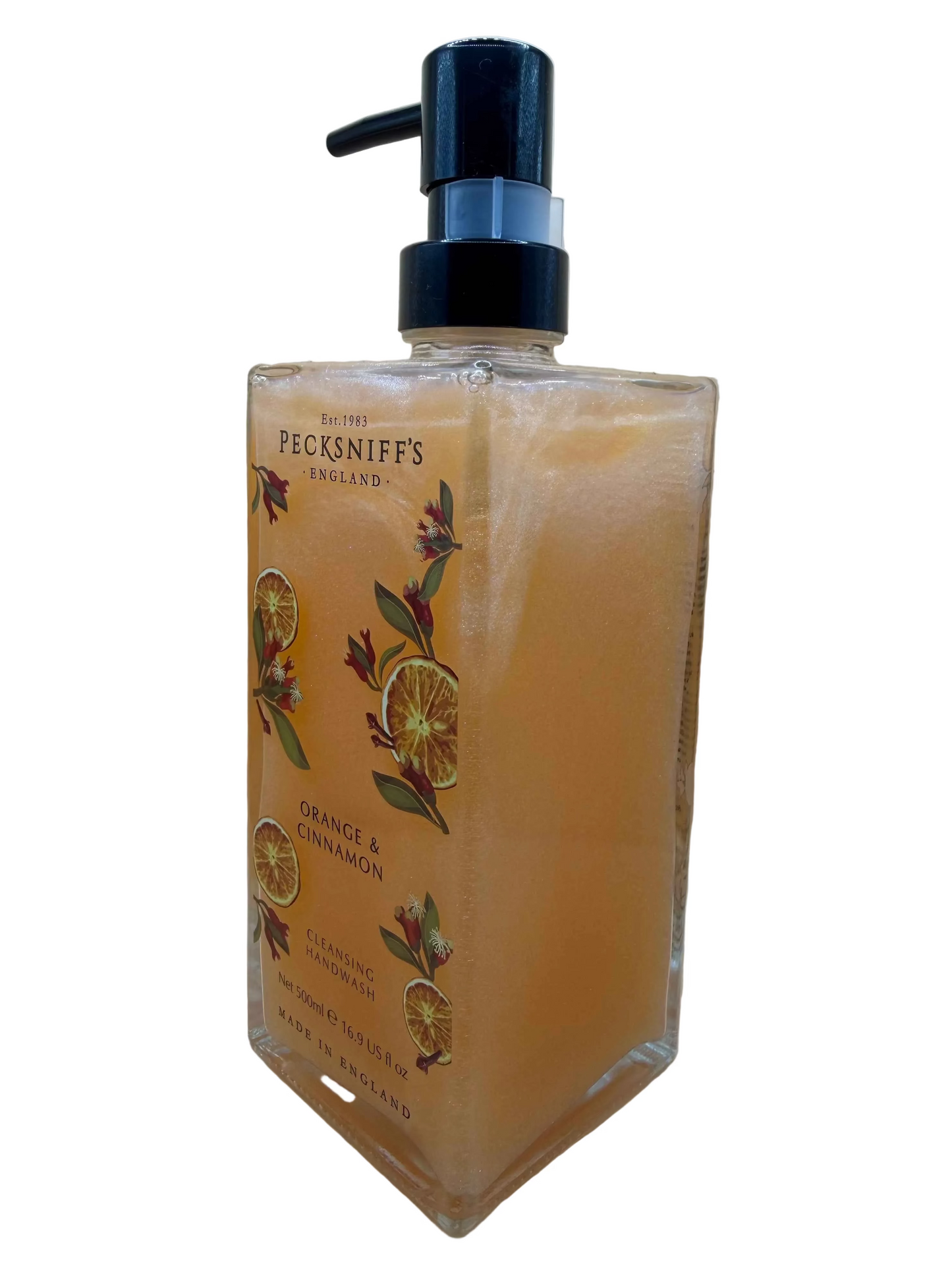 Pecksniff’s Orange & Cinnamon Glass Hand Wash 500ml v2