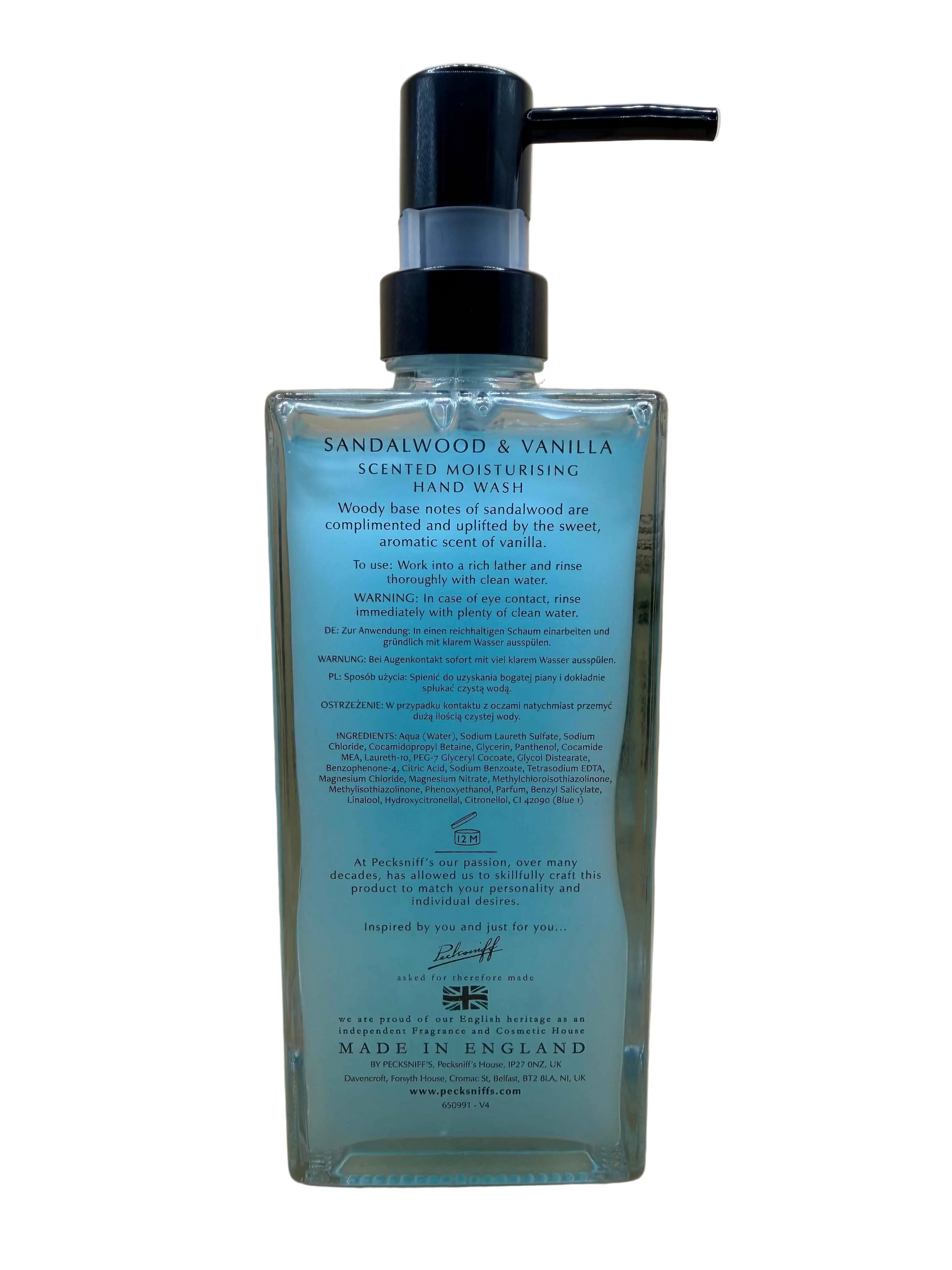 Pecksniff’s Sandalwood & Vanilla Glass Hand Wash 500ml