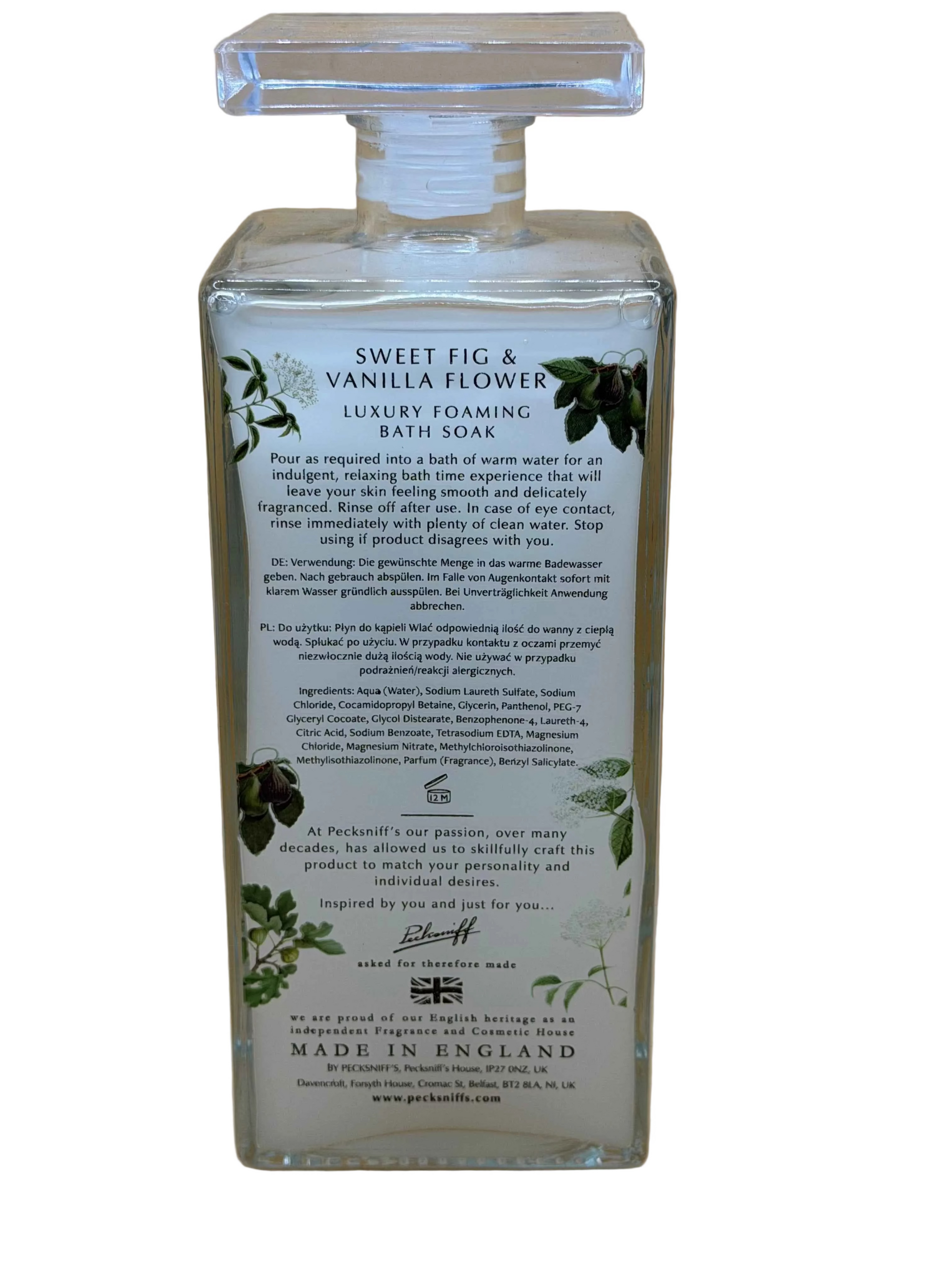 Pecksniff’s Sweet Fig & Vanilla Flower Bath Soak Glass 500ml
