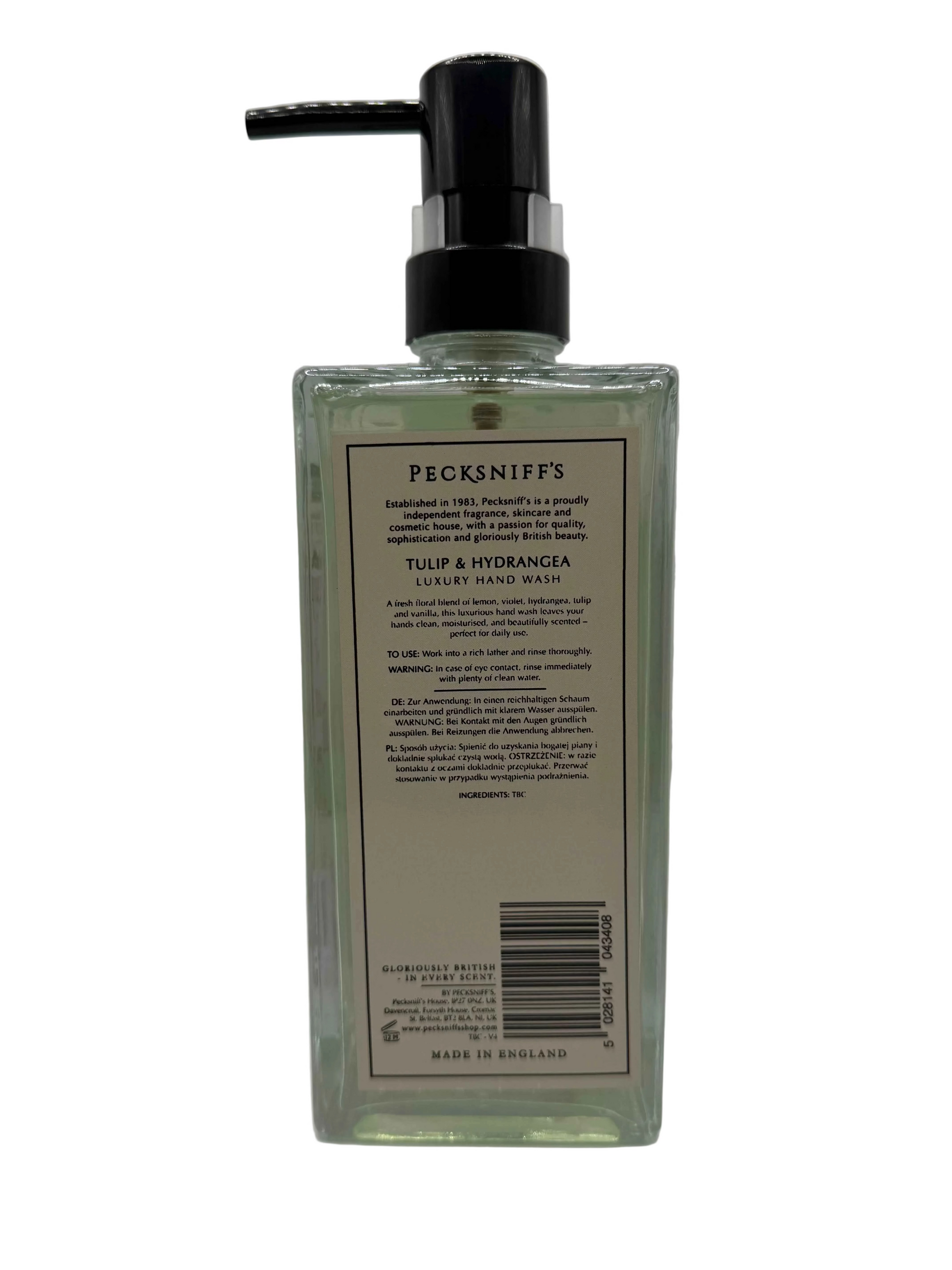 Pecksniff’s Tulip & Hydrangea Glass Hand Wash 500ml