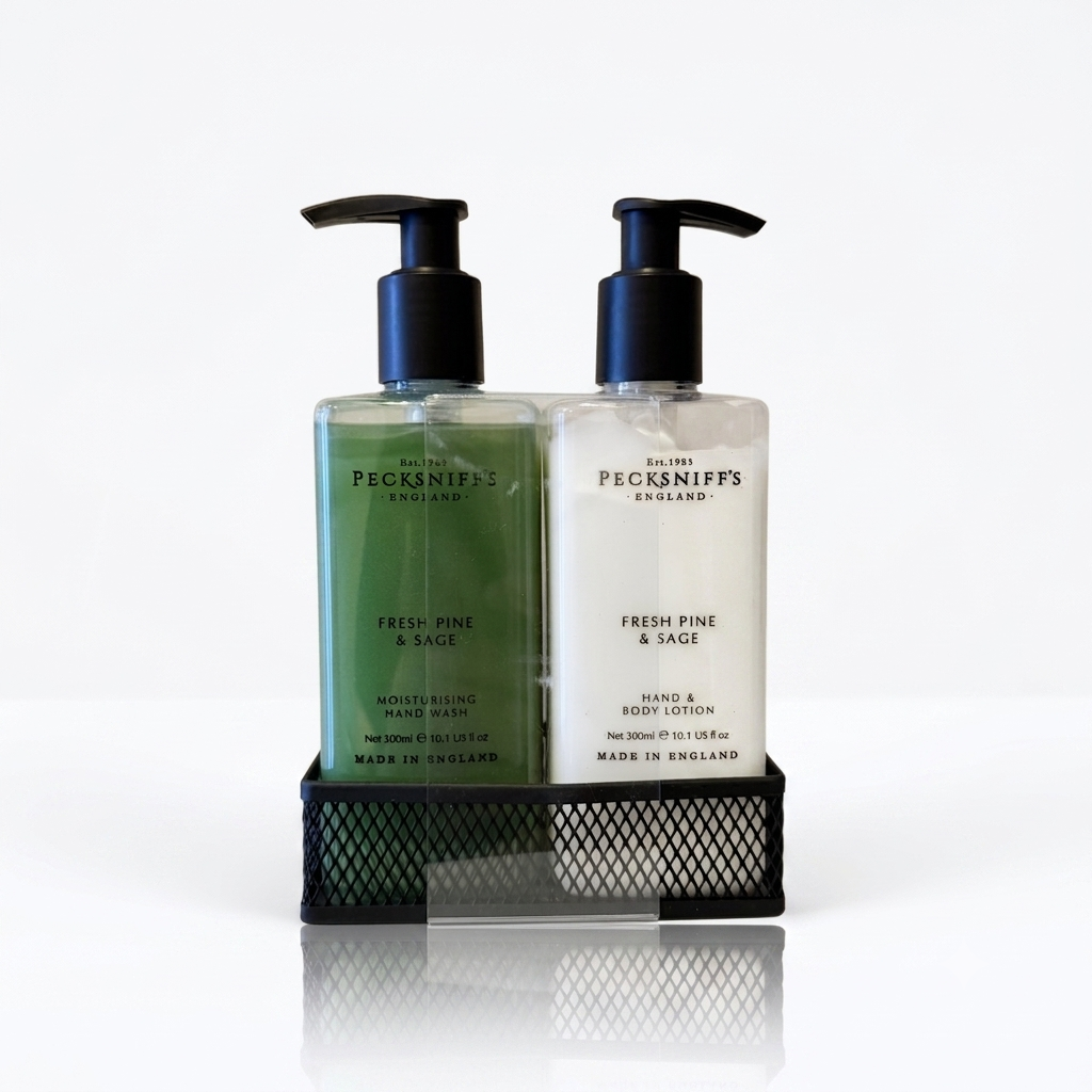 Pecksniffs Pine Sage Hand Wash Set - Fresh Pine & Sage Scented Hand & Body Wash 300ml Each
