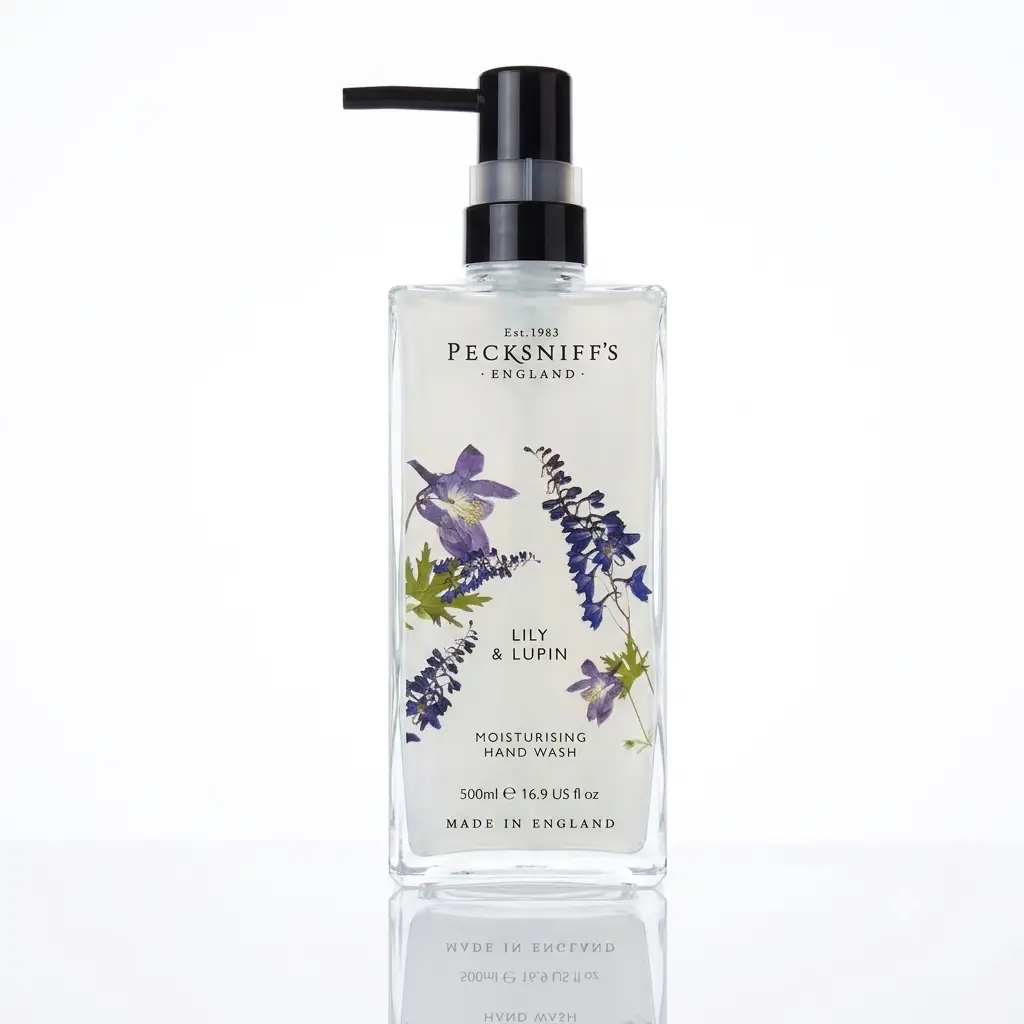 Pecksniff's Pecksniffs Lily & Lupin Hand Wash 500ml - Luxurious Glass Cleanser - Liquid Hand Soap Hand Wash